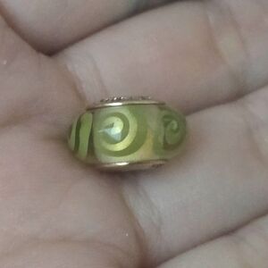 Pandora 14k gold Green Swirl murano